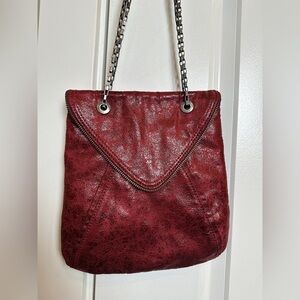 Matt & Nat Red Vegan Leather Crossbody Bag, Metallic Textured Finish